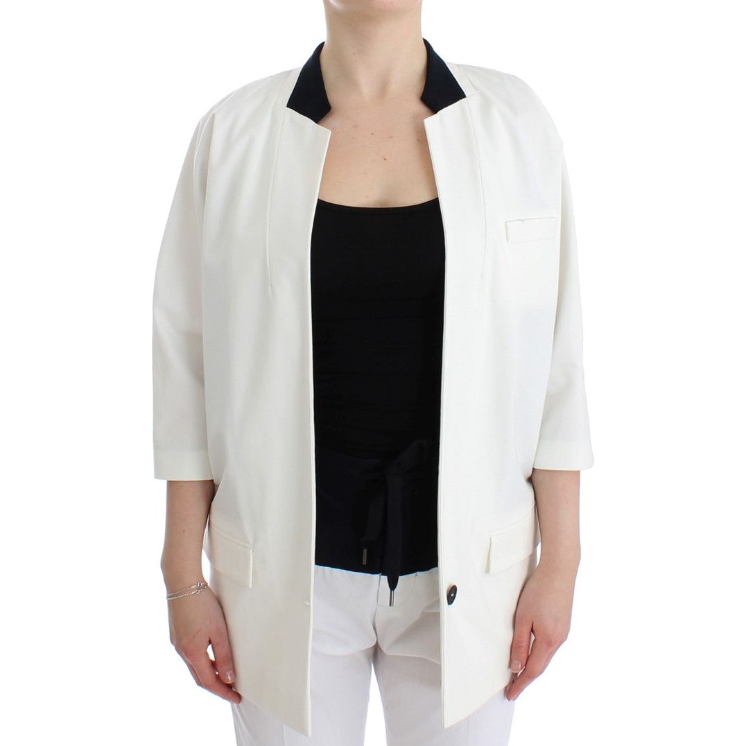 Andrea Pompilio Chic White Cotton Blend Blazer Blazer Jacket white-cotton-blend-oversized-blazer-jacket