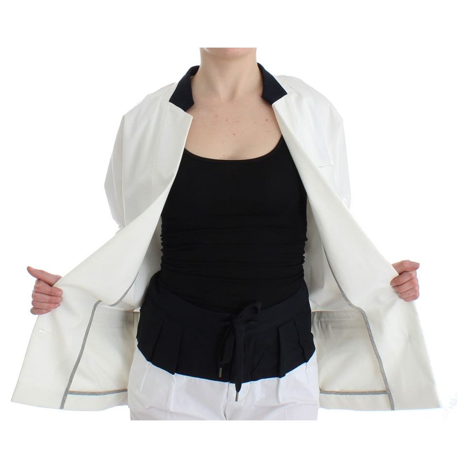 Chic White Cotton Blend Blazer