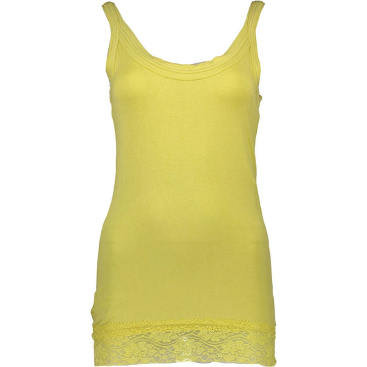 Chic Yellow Lace-Insert Tank Top