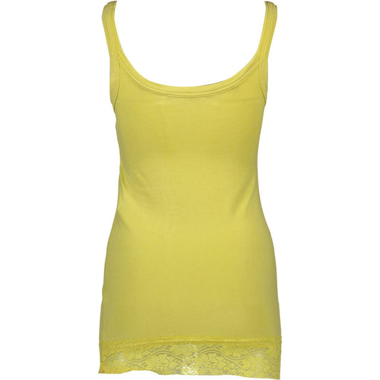 Chic Yellow Lace-Insert Tank Top