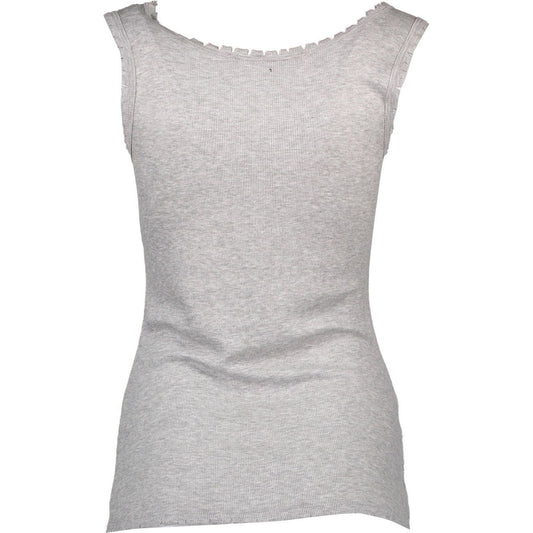 Chic Gray Wide Shoulder Tank with Logo