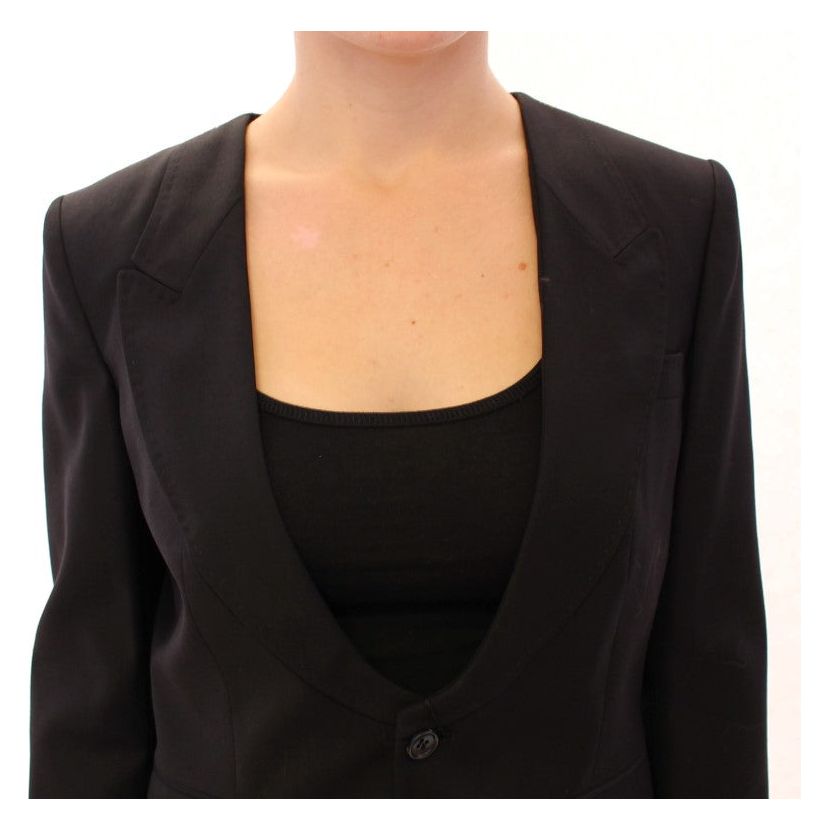 Dolce & Gabbana Elegant Silk-Blend Black Blazer with Scarf Back Detail Blazer jacket black-silk-scarf-back-blazer-jacket
