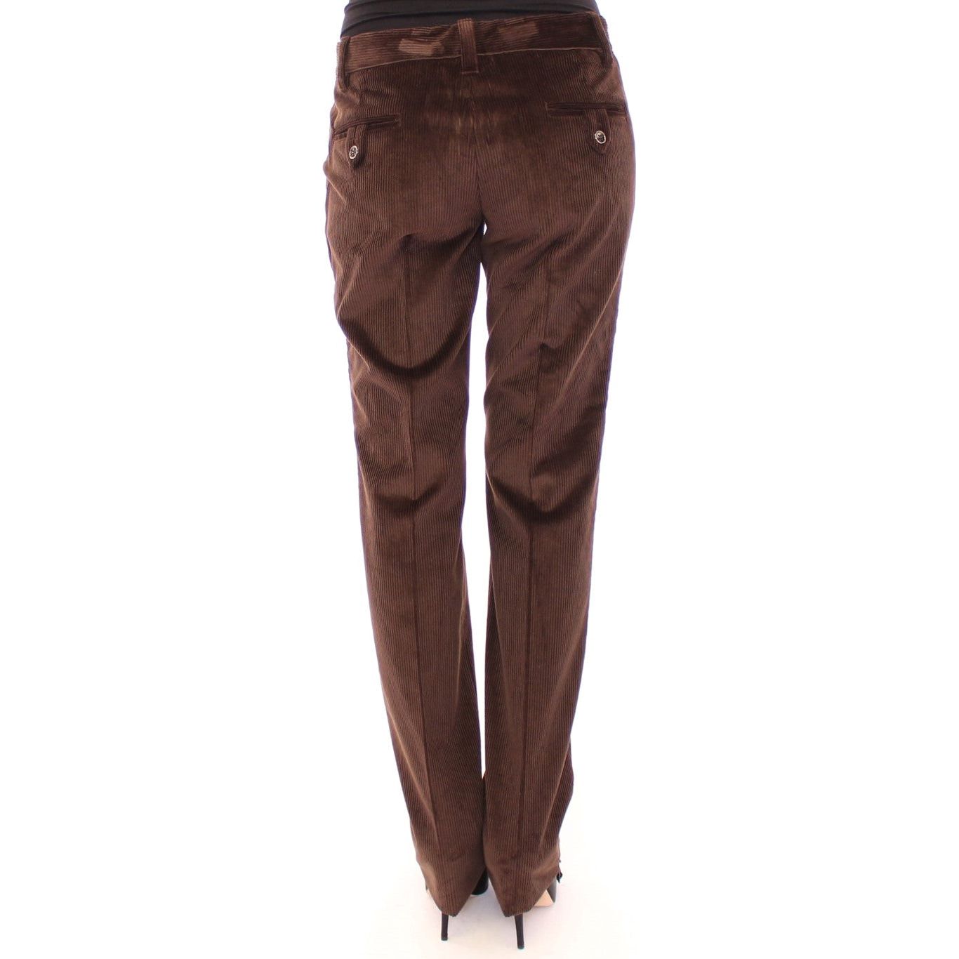 Dolce & Gabbana Elegant Brown Cotton Trousers brown-corduroys-straight-logo-casual-pants-1