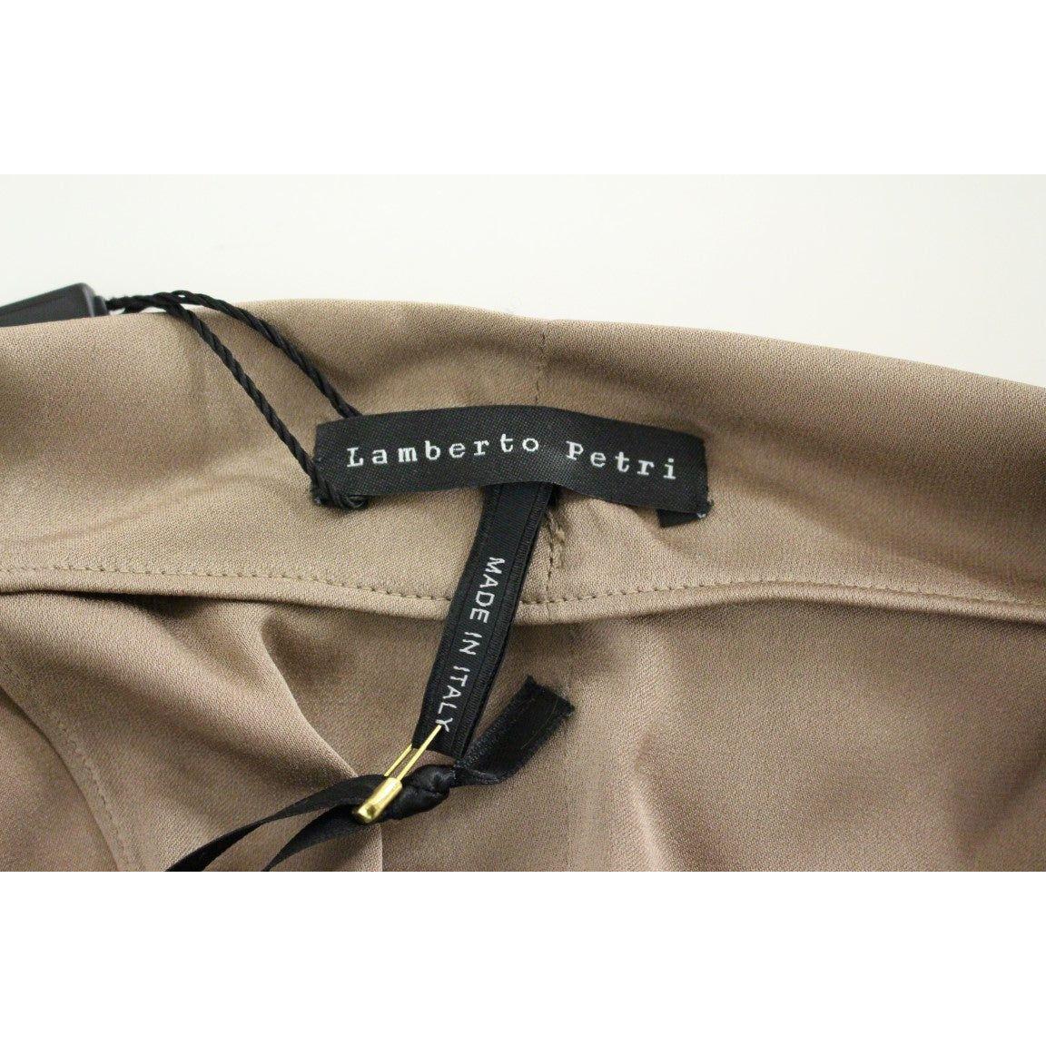 Lamberto Petri Brown Draped Silk Sheath Shift Coctail Dress Lamberto Petri