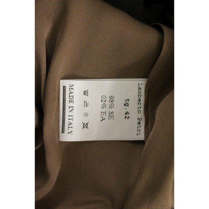 Lamberto Petri Brown Draped Silk Sheath Shift Coctail Dress Lamberto Petri