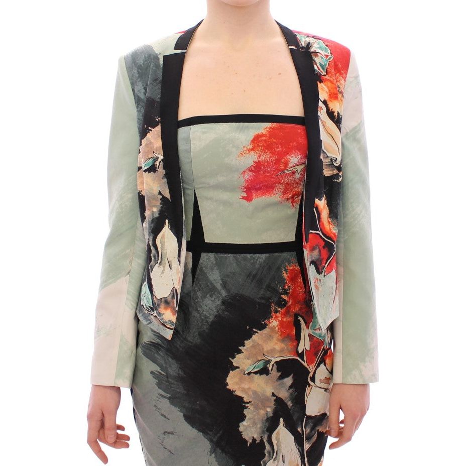 Sachin & Babi Elegant Silk Blend Multicolor Blazer multicolor-short-floral-blazer-jacket
