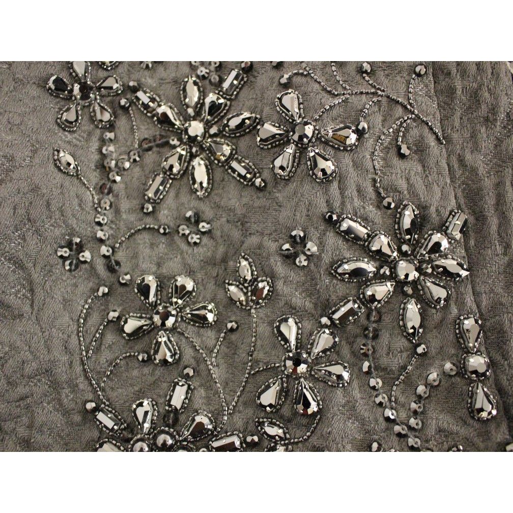 Dolce & Gabbana Black Crystal Handmade Above Knee Skirt