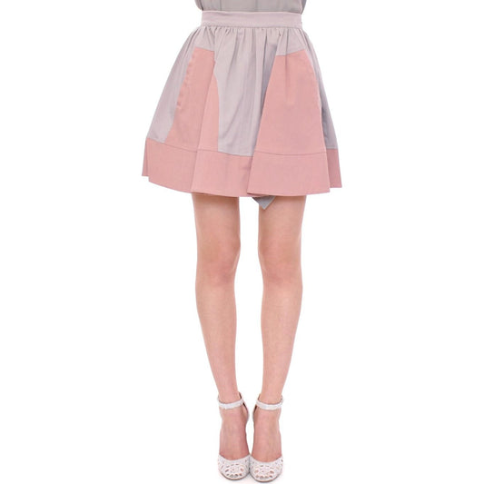 Sleek Pleated Mini Skirt in Pink and Gray