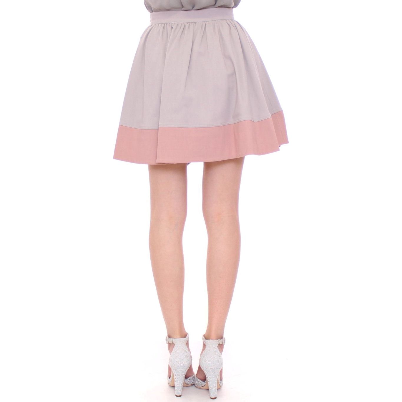 Sleek Pleated Mini Skirt in Pink and Gray