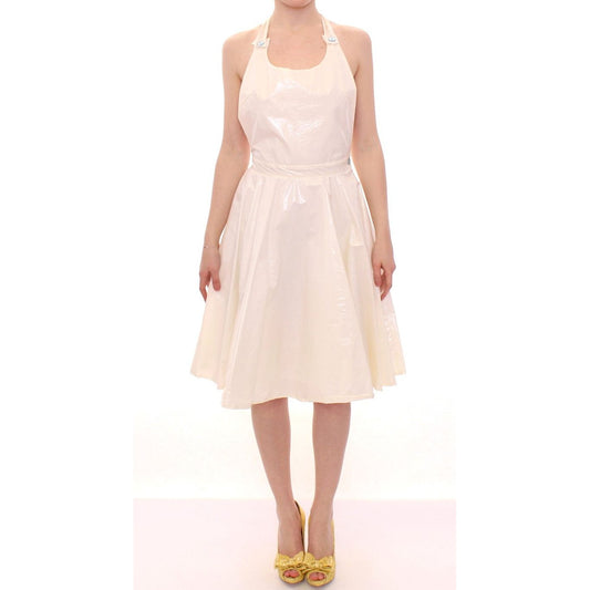 Elegant White Tea Halterneck Dress