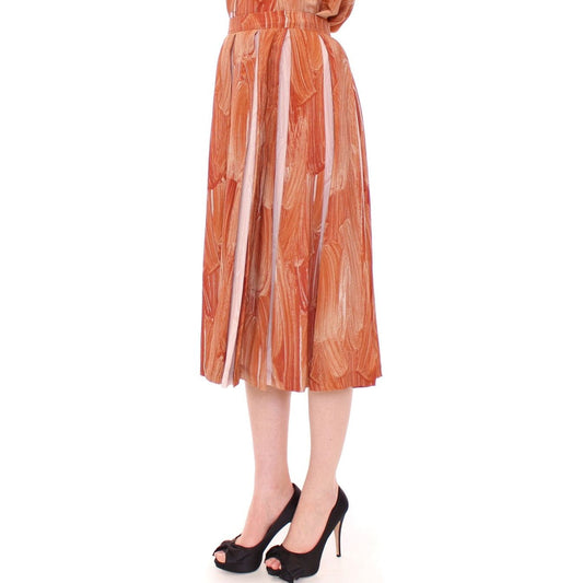 Licia Florio Orange Brown Below-Knee Chic Skirt brown-orange-below-knee-full-skirt