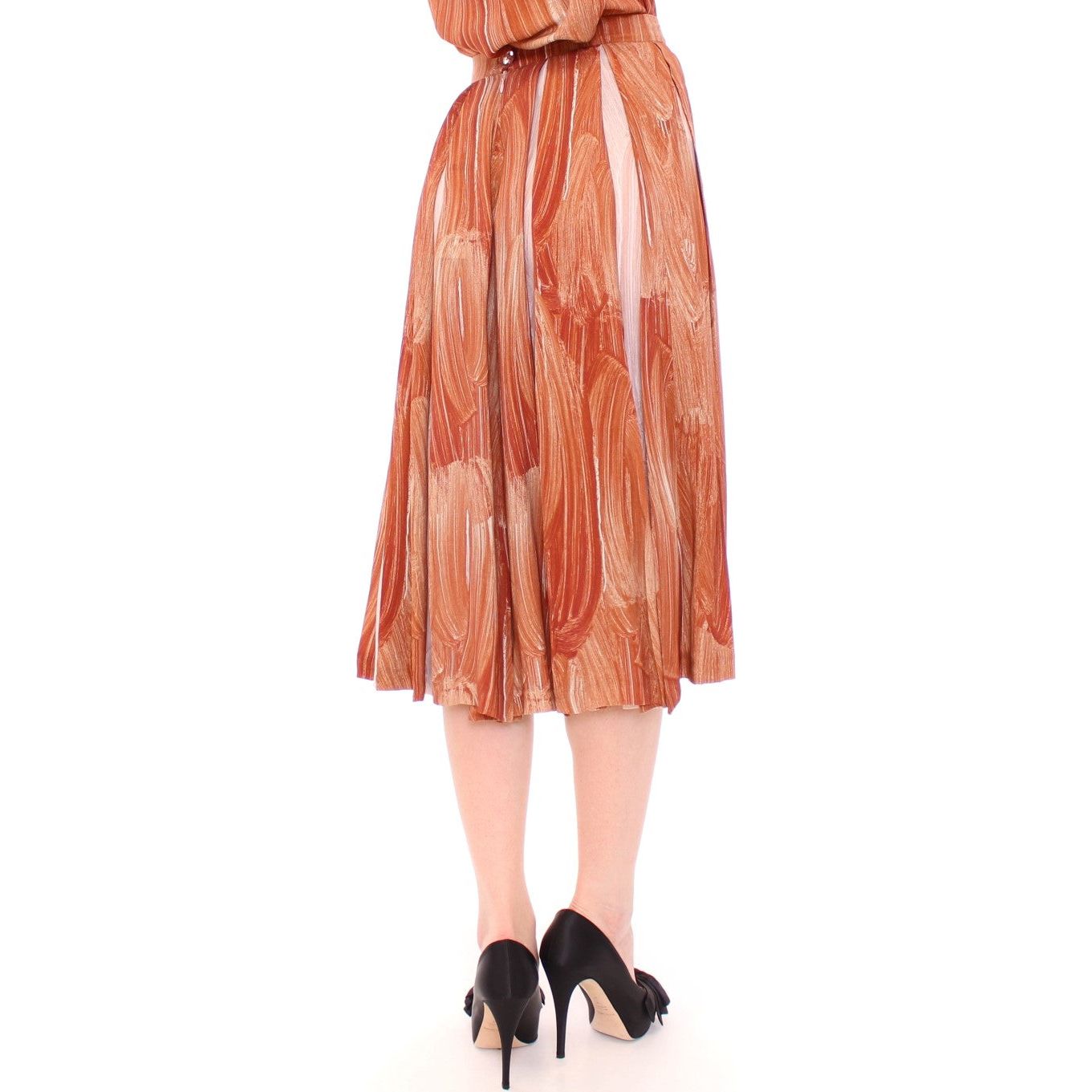 Licia Florio | Orange Brown Below-Knee Chic Skirt| McRichard Designer Brands   