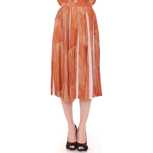 Licia Florio Orange Brown Below-Knee Chic Skirt brown-orange-below-knee-full-skirt
