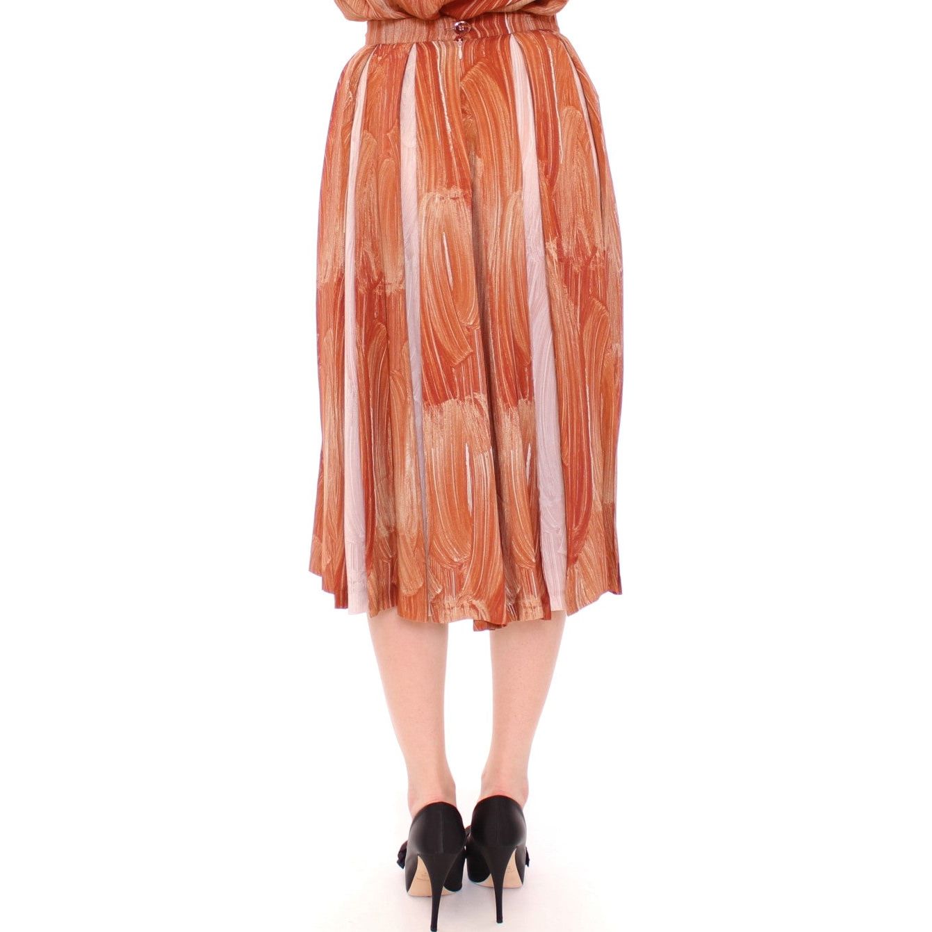 Orange Brown Below-Knee Chic Skirt