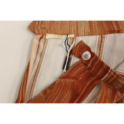 Licia Florio Brown Orange Below Knee Full Skirt