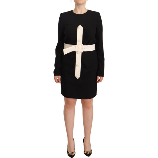 Elegant Black Wool Mini Dress with Belt Givenchy