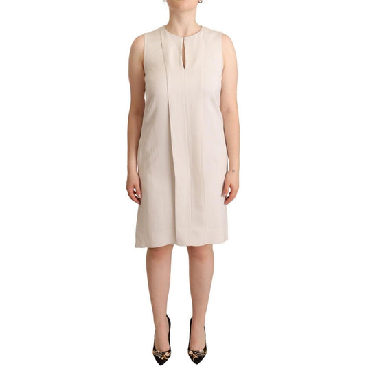 Chic Beige Sleeveless Shift Dress Peserico