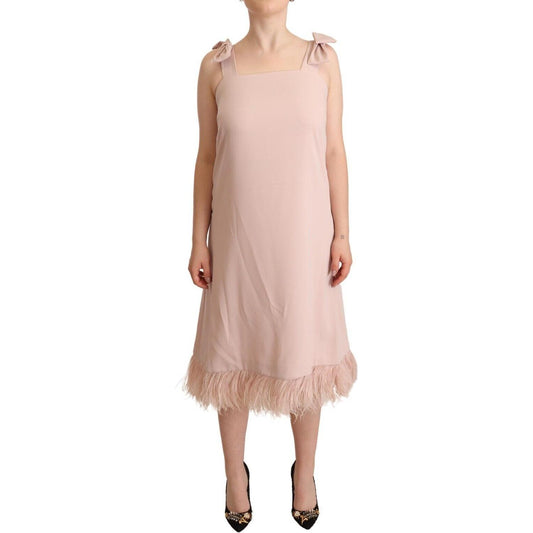 Chic Sleeveless Midi Dress with Feather Trim P.A.R.O.S.H.