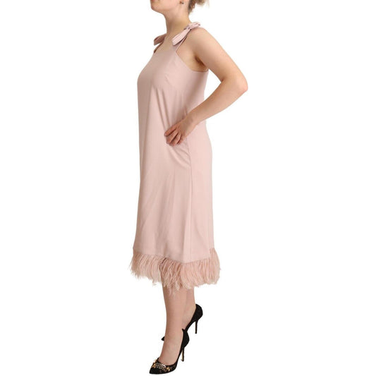 Chic Sleeveless Midi Dress with Feather Trim P.A.R.O.S.H.