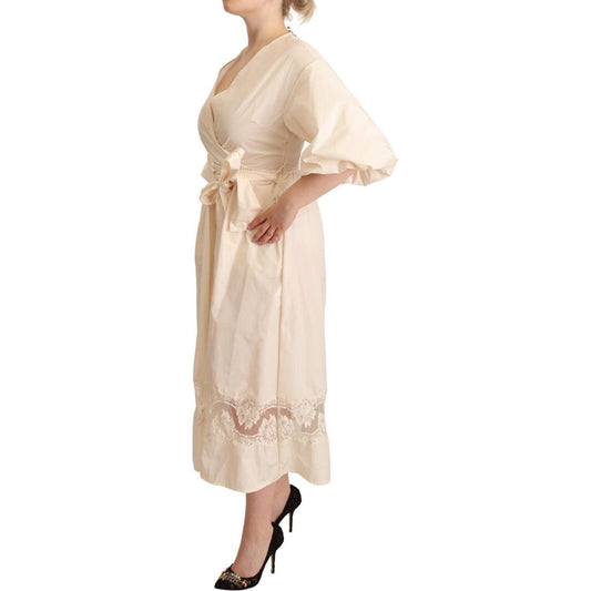 Elegant Off White Maxi Wrap Dress PINK MEMORIES