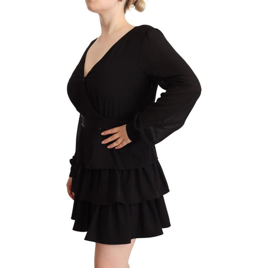 Elegant Black A-Line Mini Dress with Long Sleeves Liu Jo