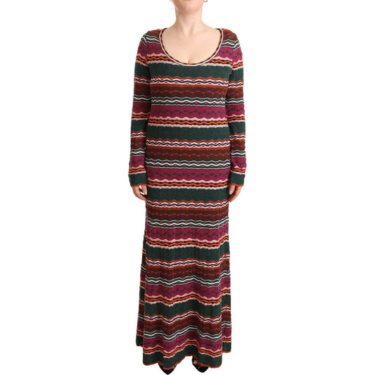 Multicolor Striped Long Sleeve Sheath Dress Missoni