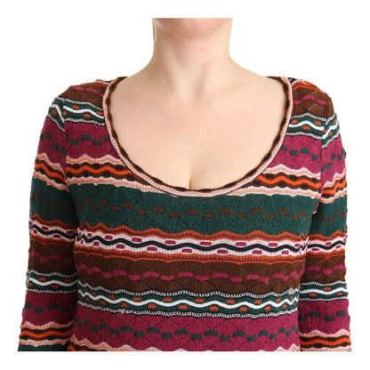 Missoni Multicolor Stripe Wool Knitted Maxi Sheath Dress