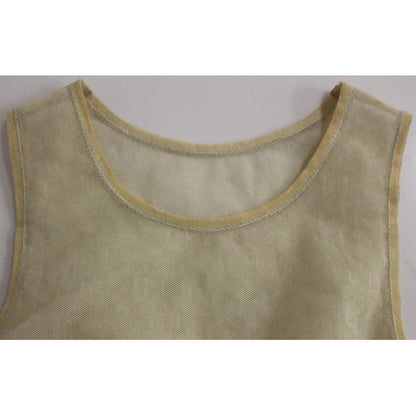 Dolce & Gabbana Beige Sleeveless Cotton Top Tank Blouse