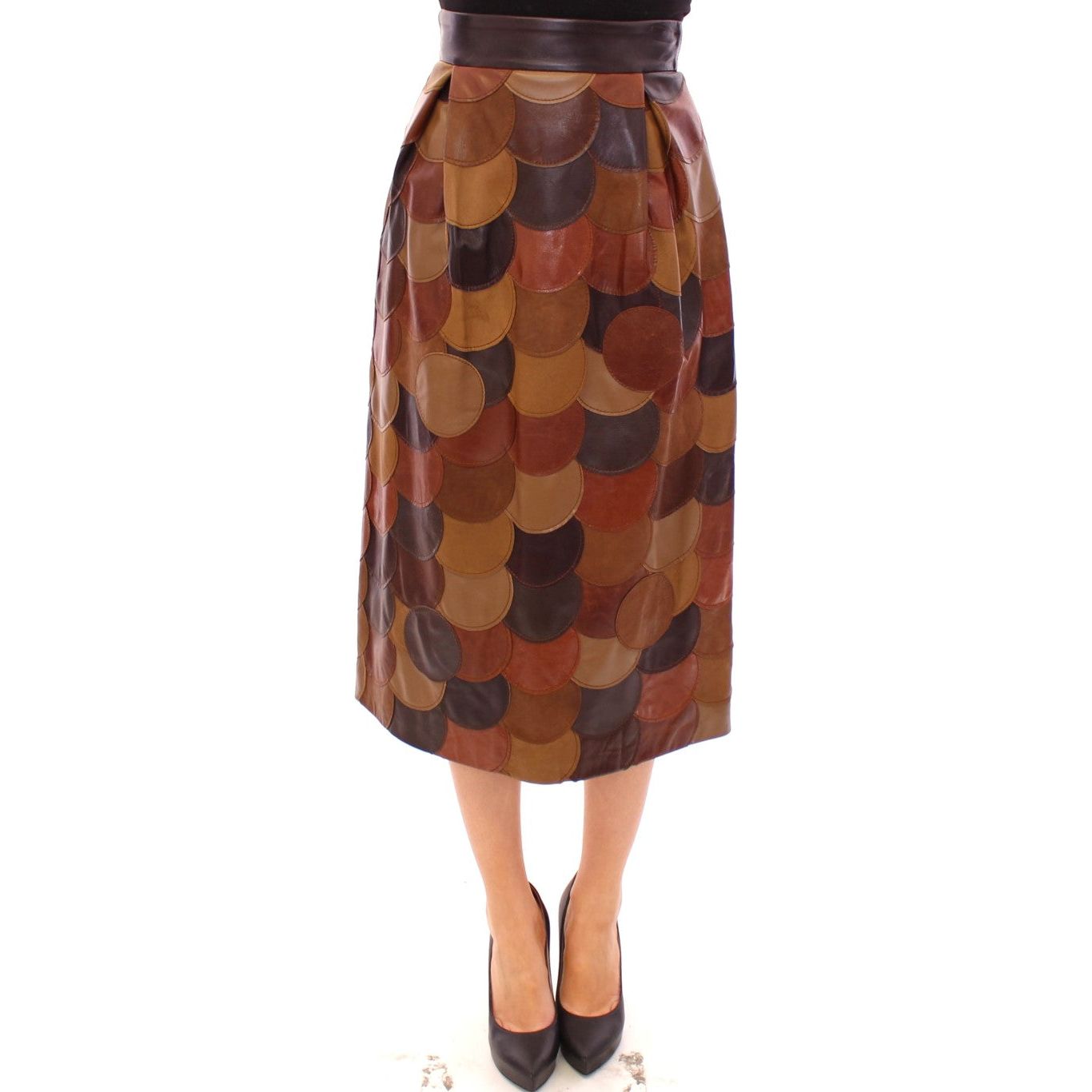 Elegant Leather Patchwork Skirt