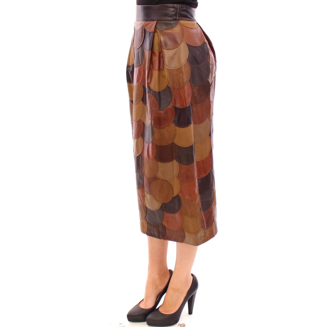 Elegant Leather Patchwork Skirt