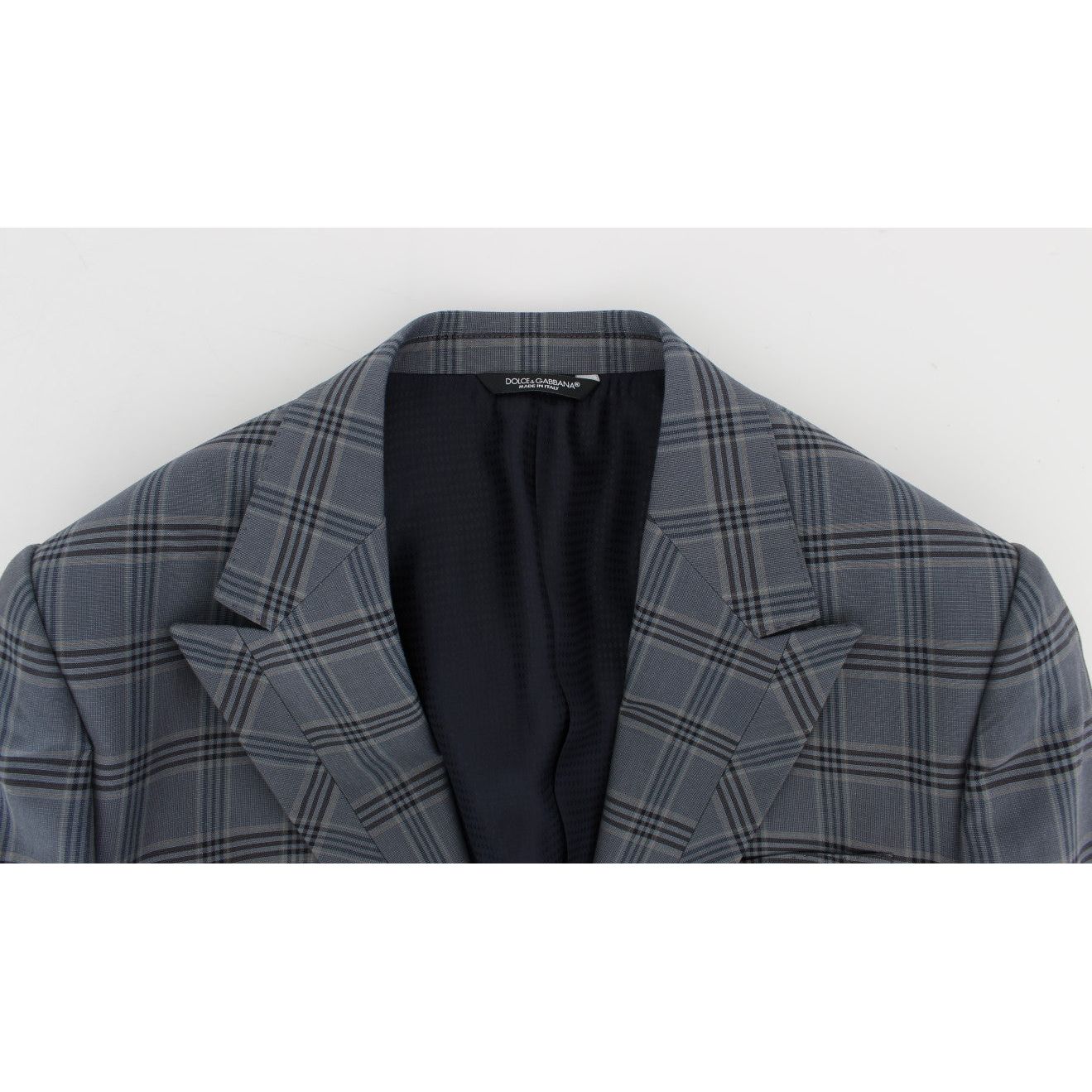 Dolce & Gabbana Elegant Blue Checkered Slim Fit Blazer blue-checkered-slim-fit-blazer-jacket