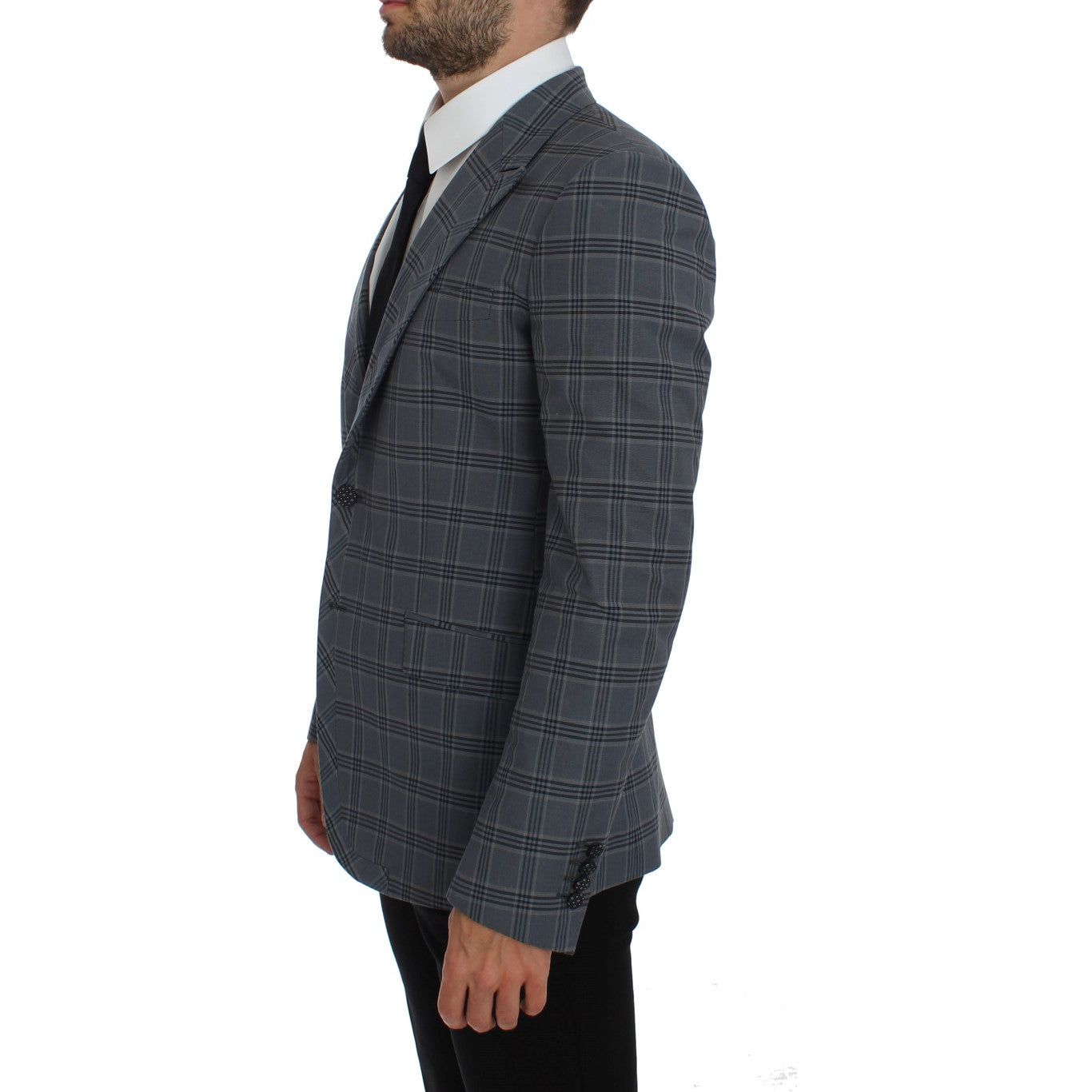 Elegant Blue Checkered Slim Fit Blazer