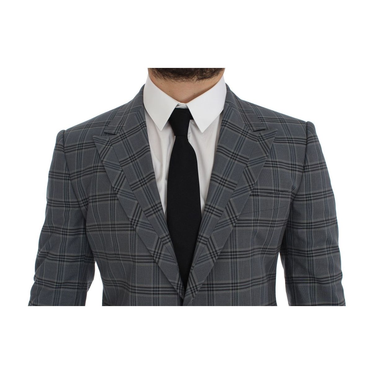 Elegant Blue Checkered Slim Fit Blazer