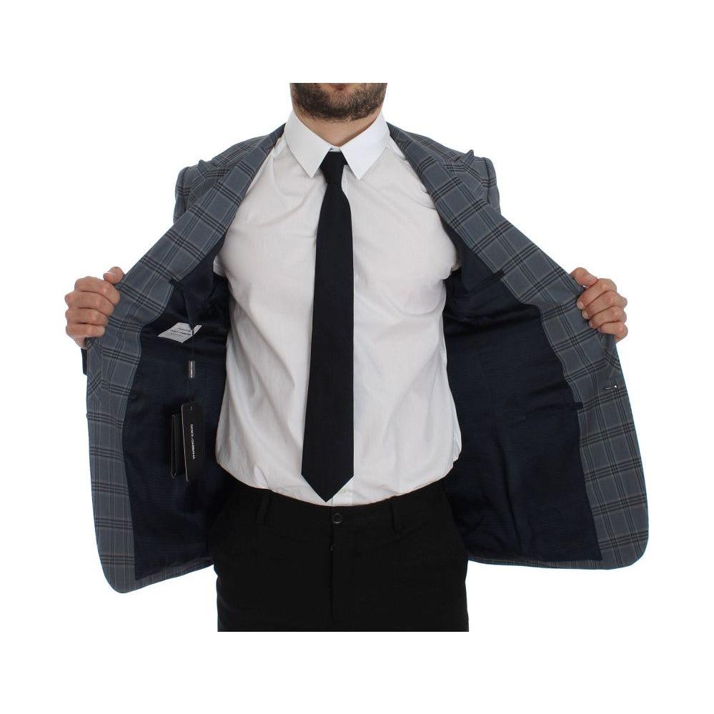 Dolce & Gabbana Blue Checkered Slim Fit Blazer Jacket