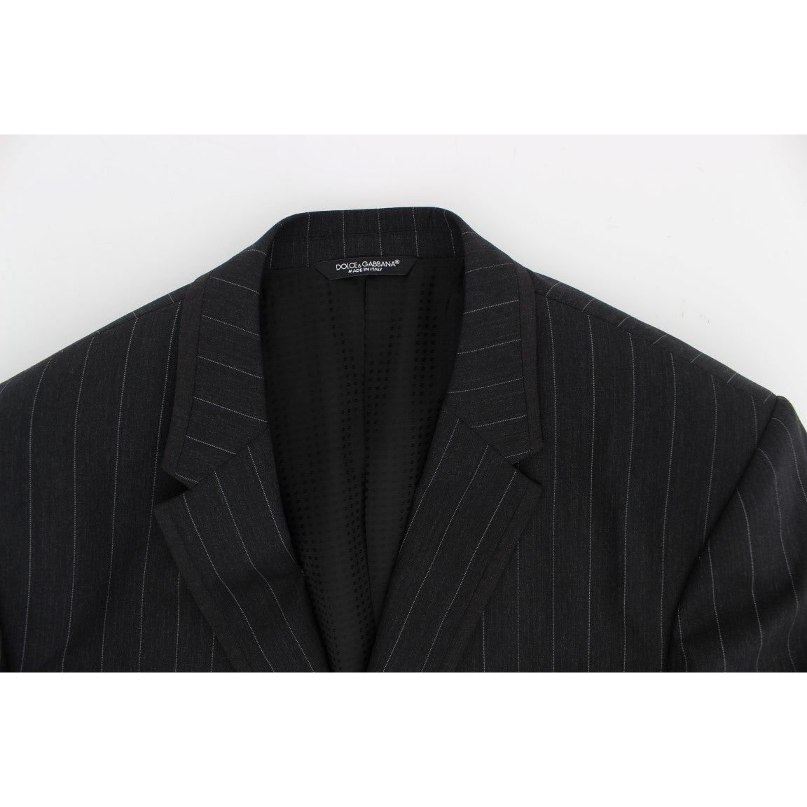 Dolce & Gabbana Chic Gray Striped Wool Blazer Jacket gray-striped-slim-fit-wool-blazer