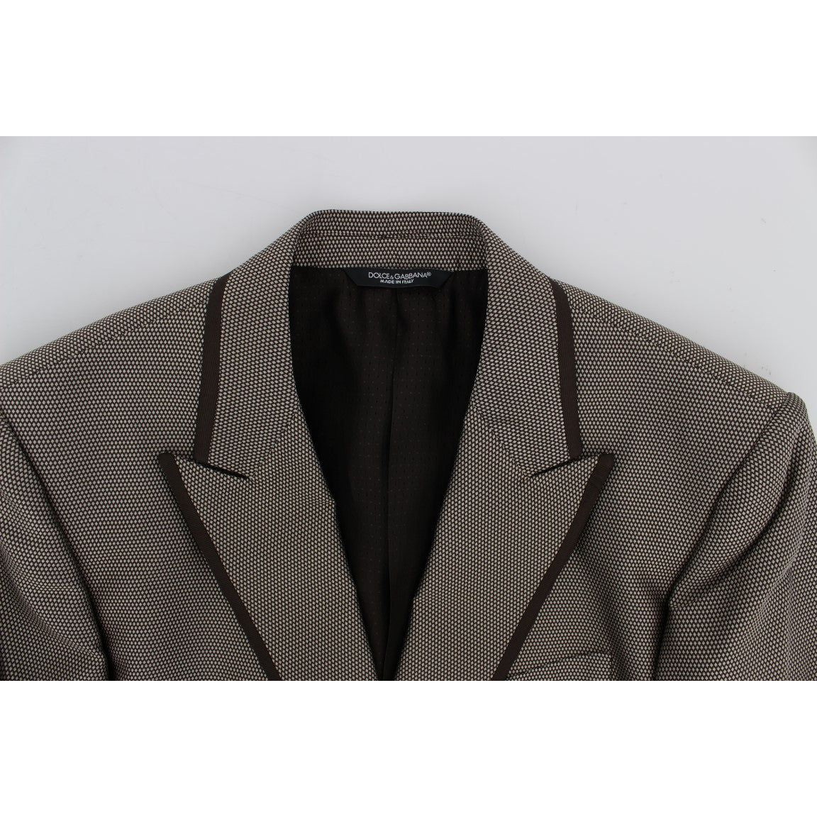 Dolce & Gabbana Elegant Brown Silk Two-Button Slim Blazer brown-slim-fit-silk-two-button-blazer