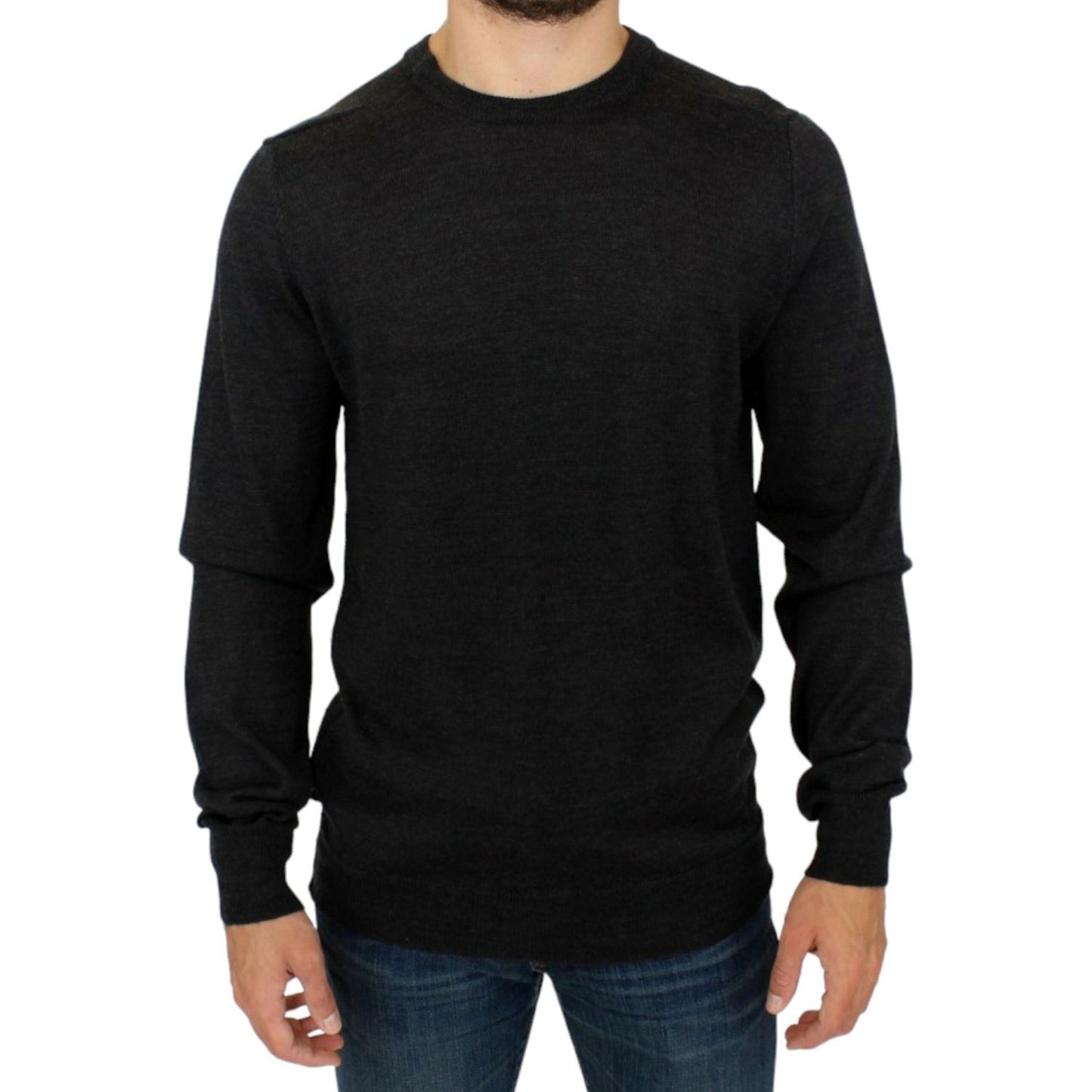 Costume National | Elegant Gray Crewneck Sweater Pullover| McRichard Designer Brands   