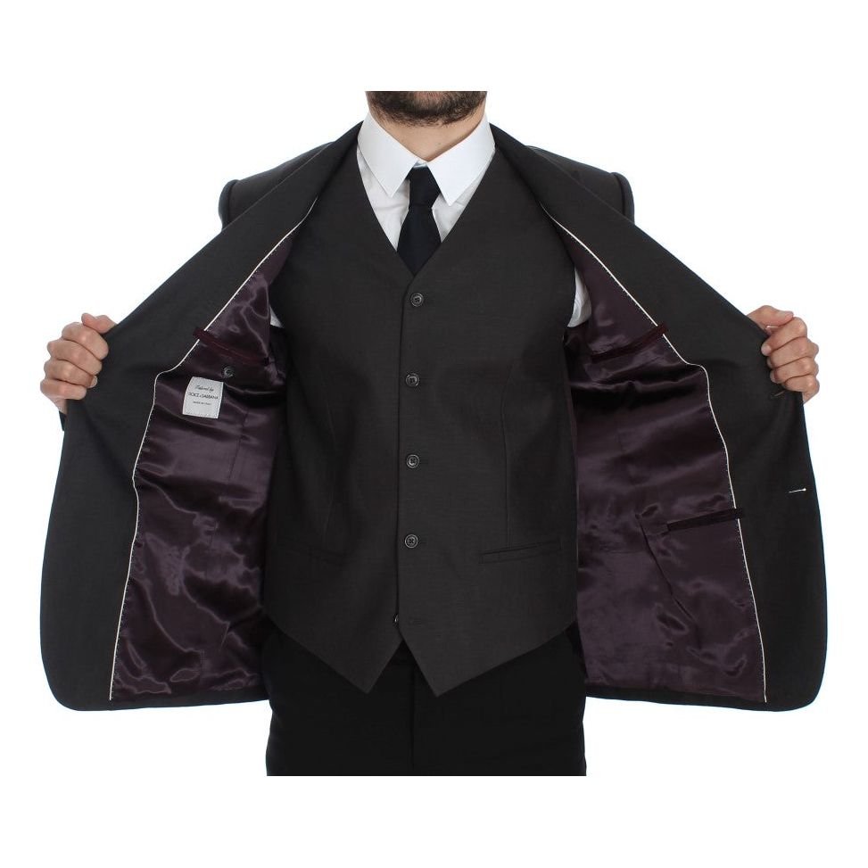 Dolce & Gabbana Elegant Gray Linen Slim Fit Blazer and Vest gray-slim-fit-linen-blazer-jacket