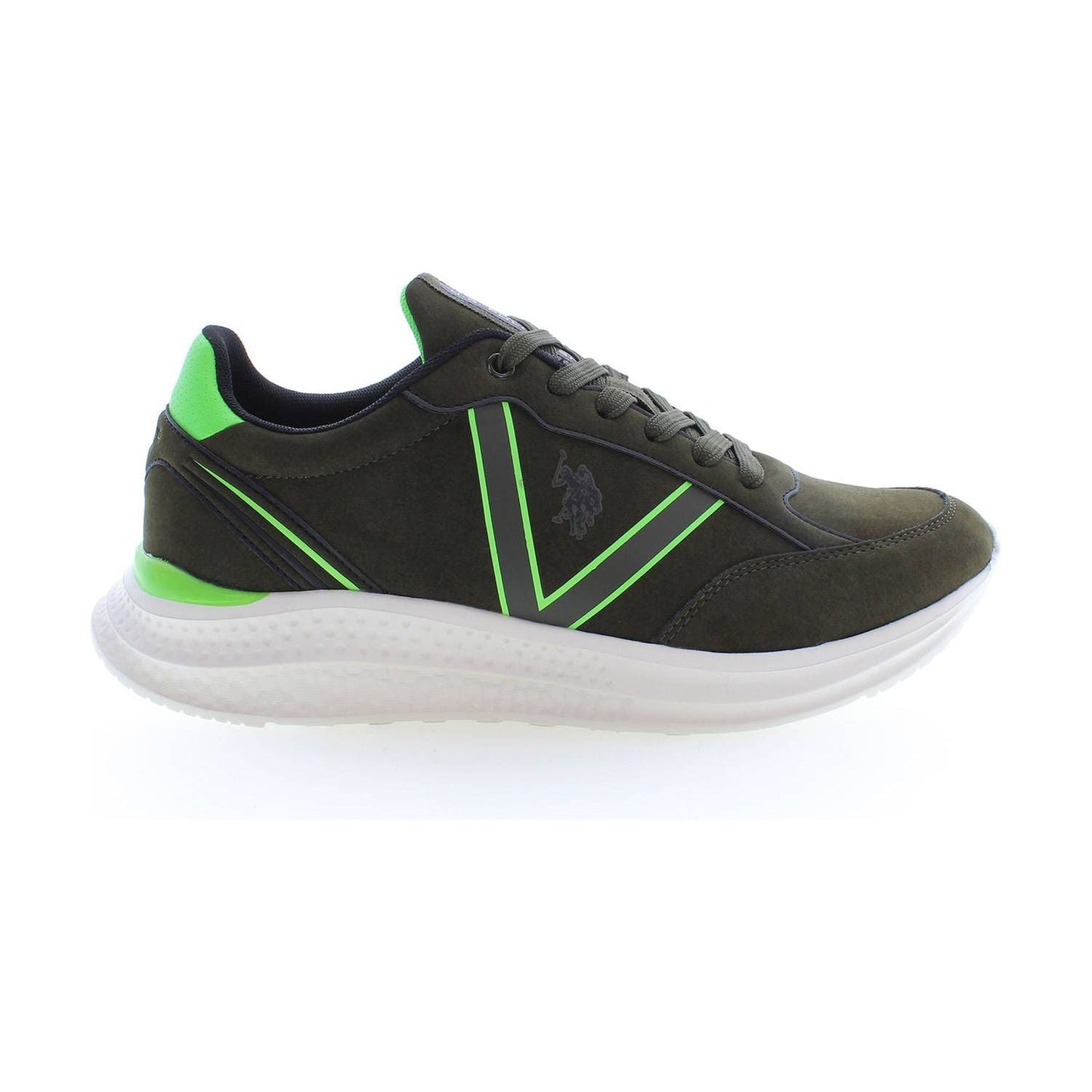 Green Laced Sports Sneakers with Logo Detail