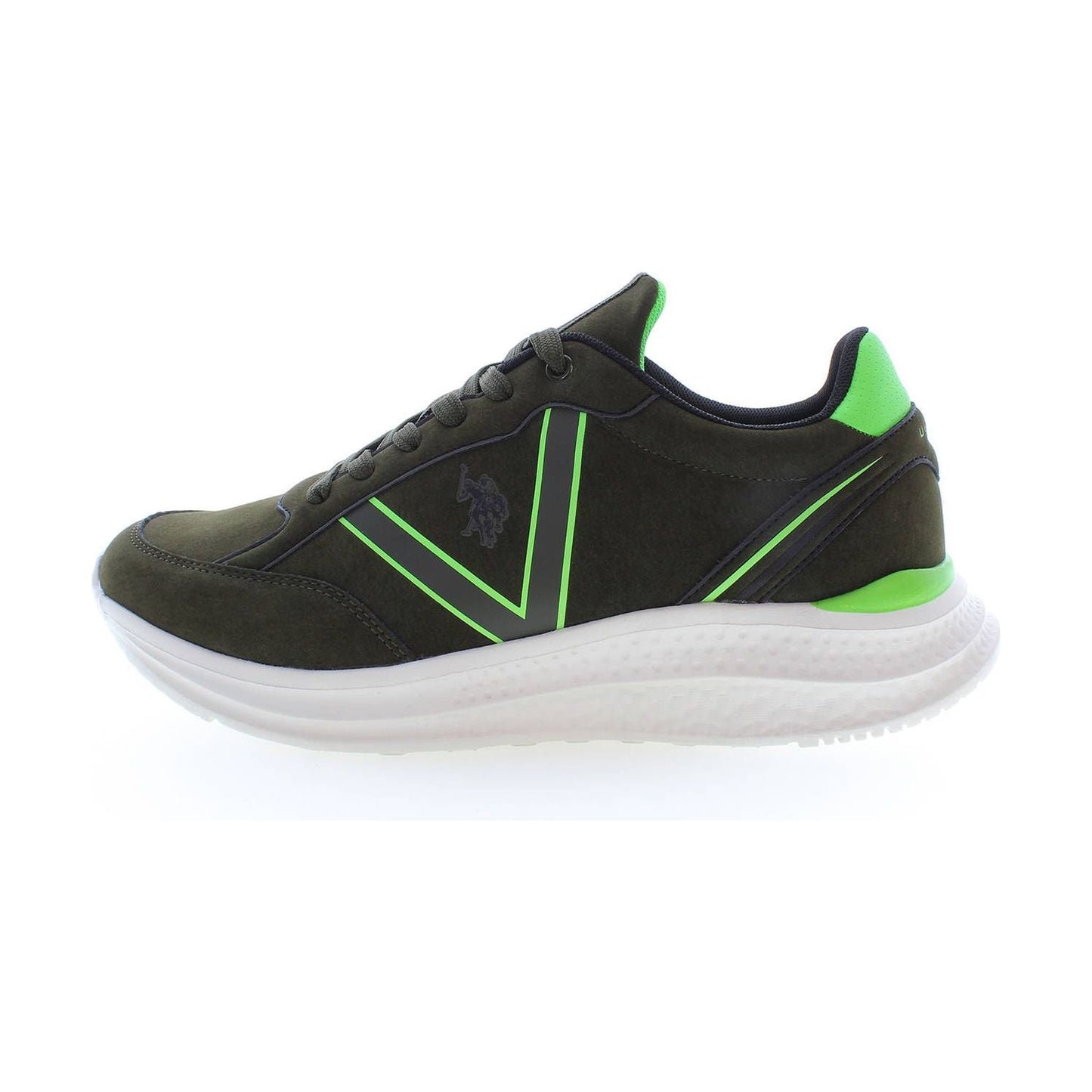 Green Laced Sports Sneakers with Logo Detail