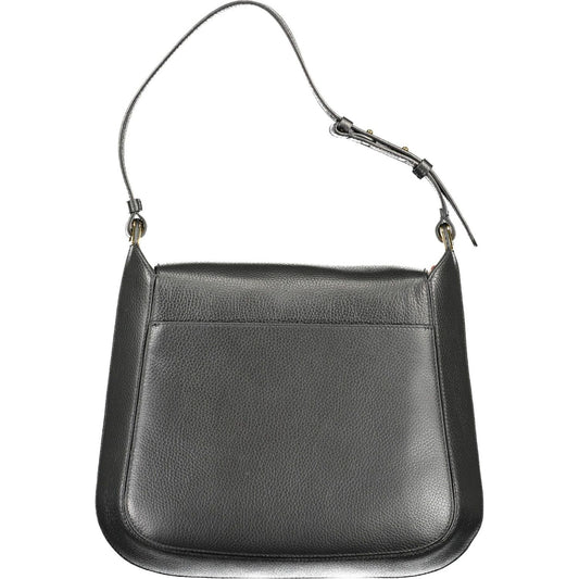 Elegant Leather Shoulder Bag with Turn Lock Closure