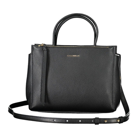 Elegant Black Leather Handbag With Versatile Straps