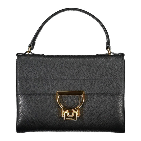 Chic Black Leather Handbag with Twist Lock