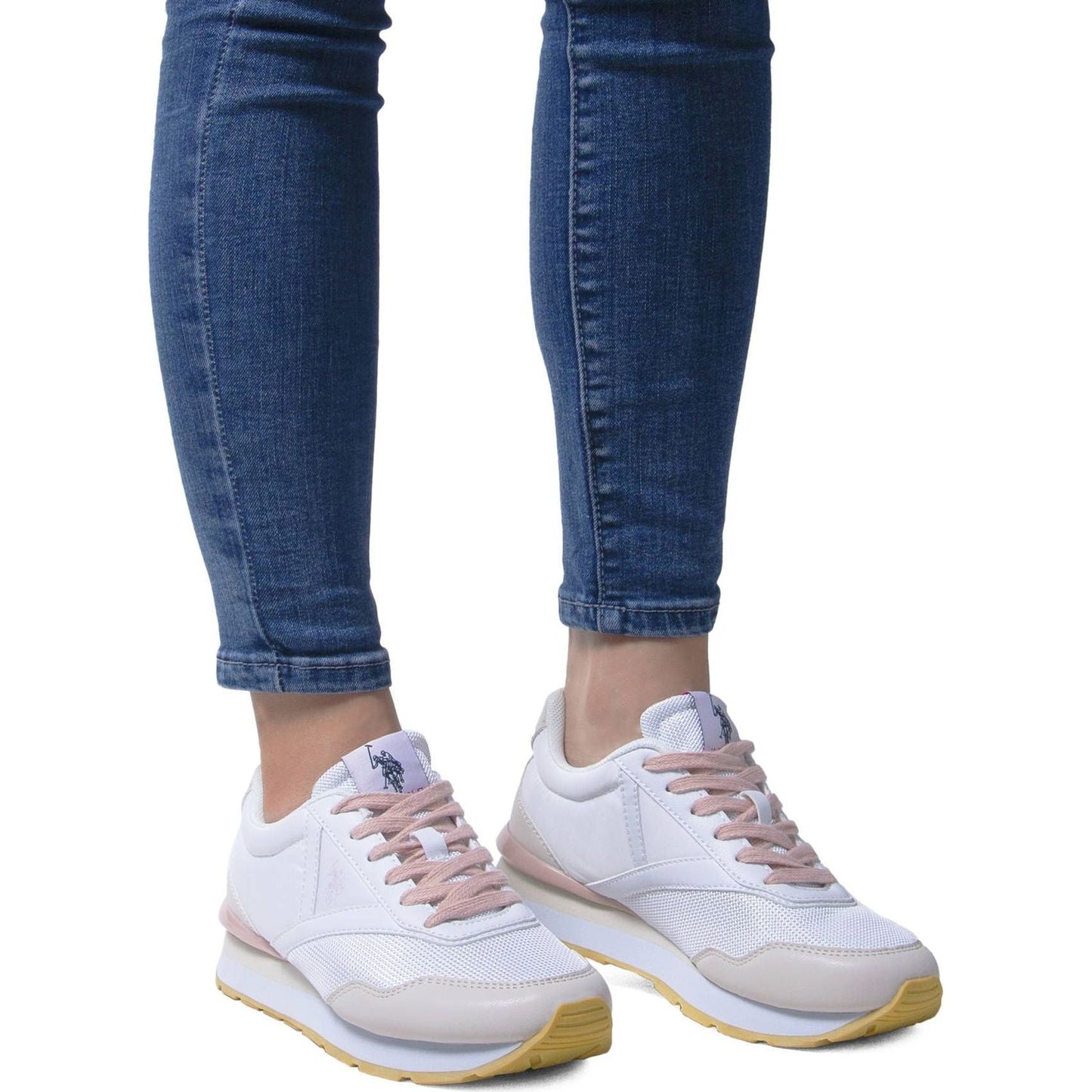 Chic White Lace-Up Sneakers with Logo Detail