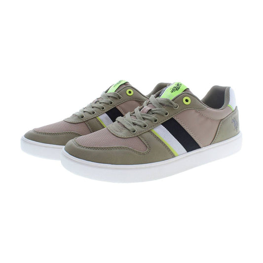 Sleek Green Sports Sneakers With Logo Detail