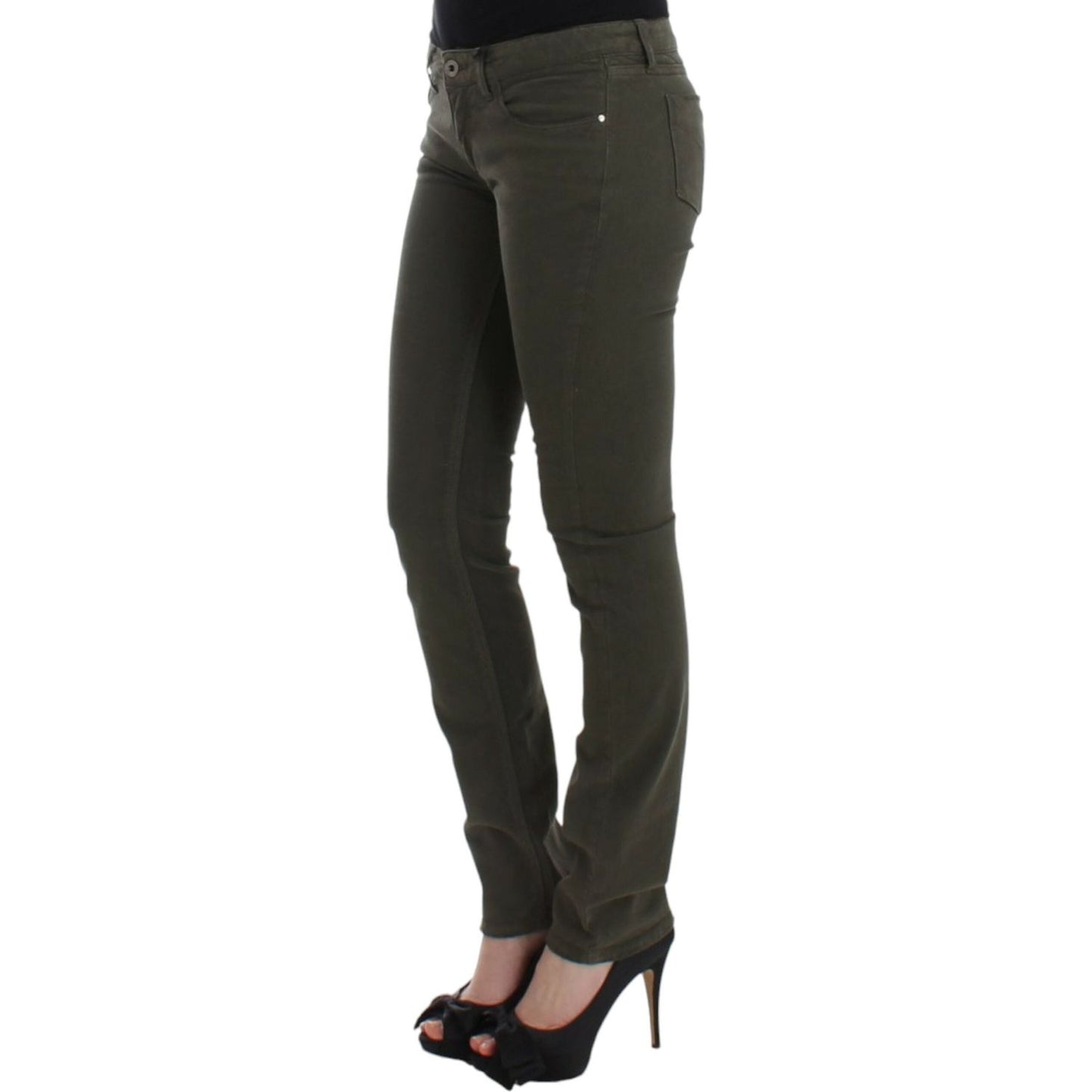 Costume National | Chic Green Slim Leg Designer Jeans| McRichard Designer Brands   