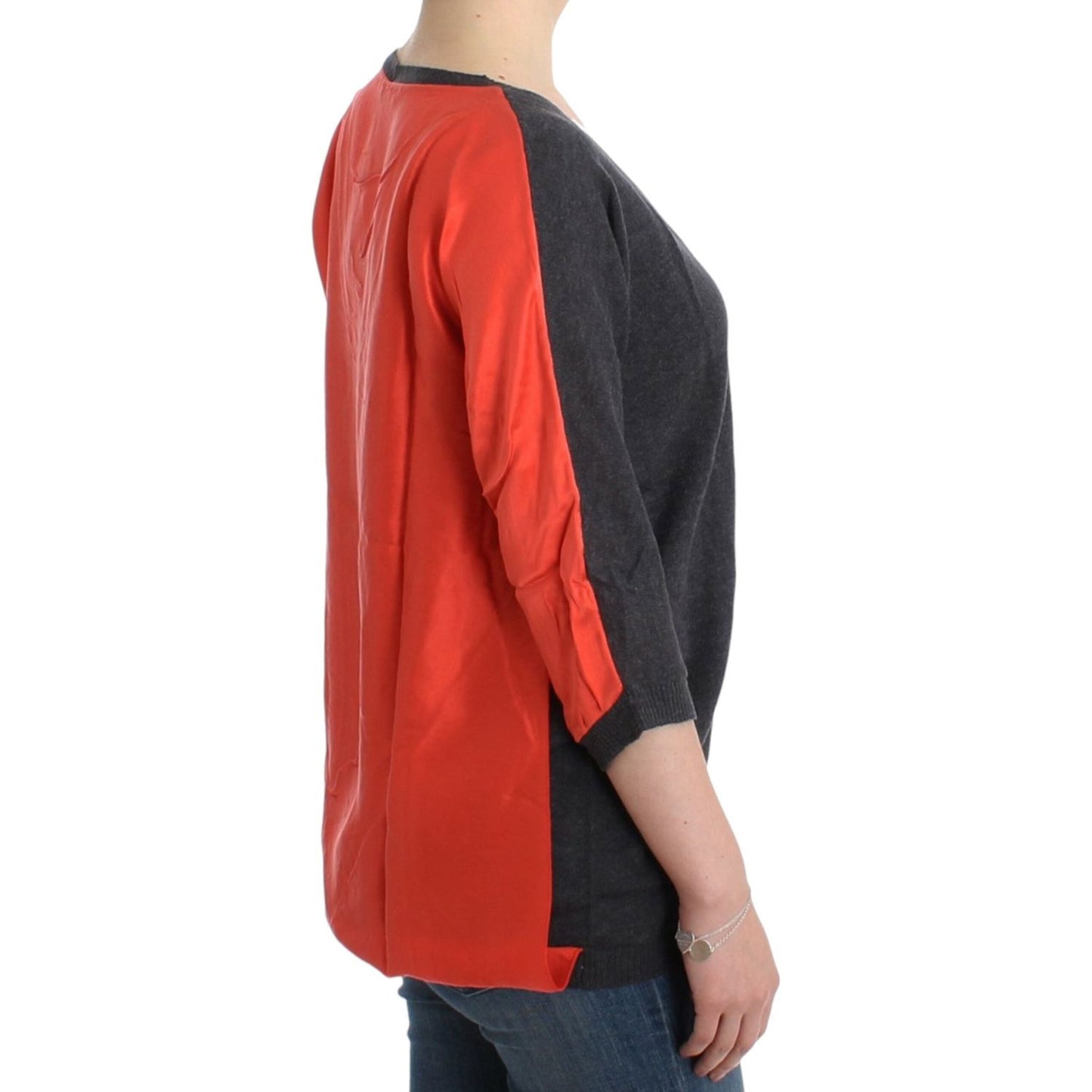 Costume National | Chic V-Neck Alpaca Blend Short Sleeve Sweater| McRichard Designer Brands   