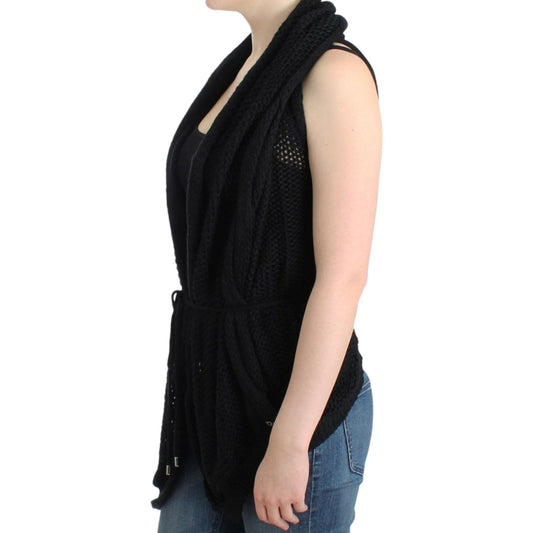 Costume National Chic Sleeveless Knitted Vest Cardigan black-sleeveless-knitted-cardigan