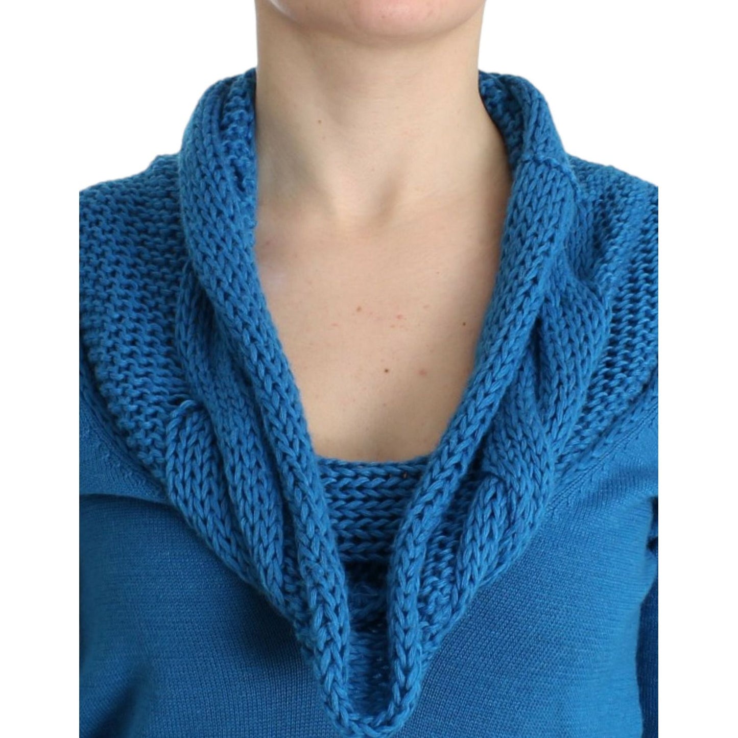 Costume National | Chic Blue Scoop Neck Knit Sweater| McRichard Designer Brands   