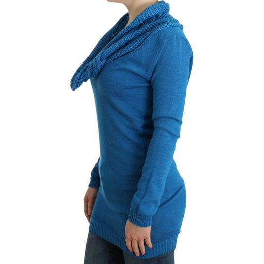 Costume National Chic Blue Scoop Neck Knit Sweater blue-knitted-scoopneck-sweater